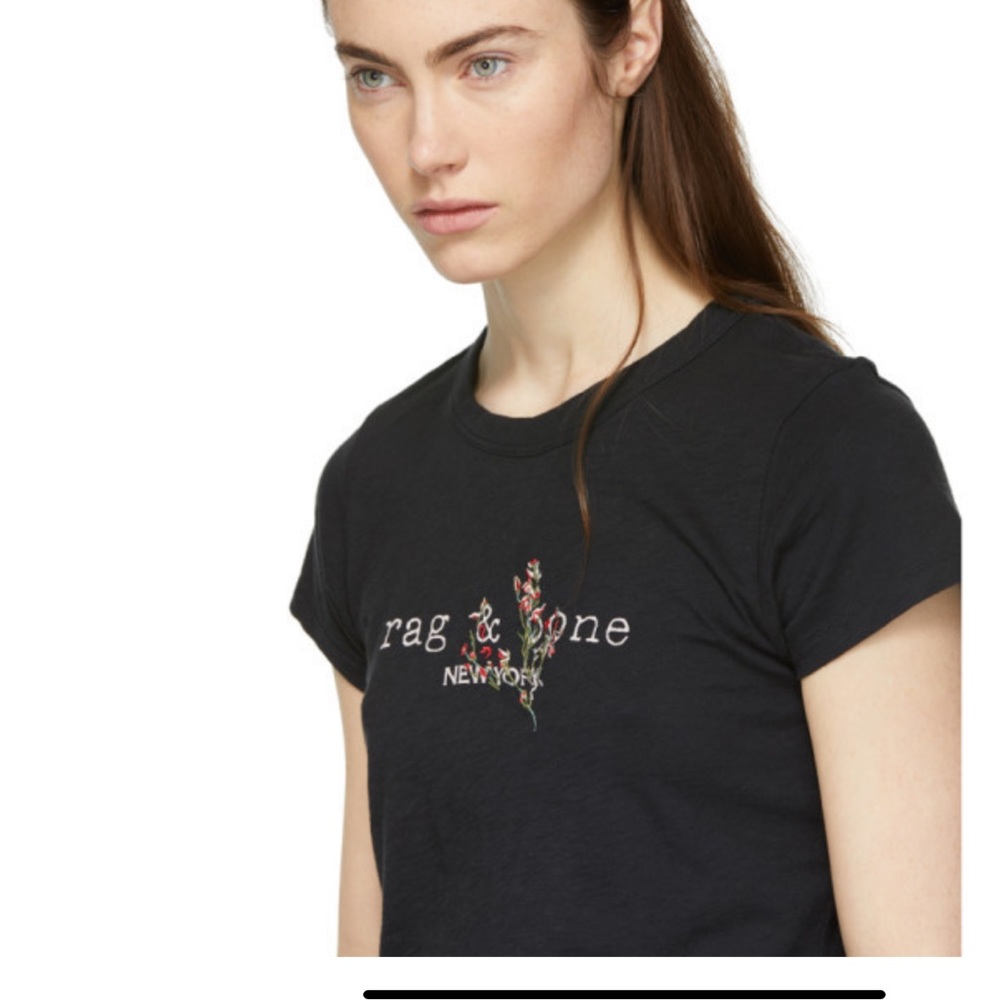 Rag and Bone Black Bouquet Logo T-Shirt